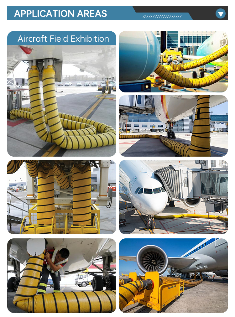 High Quality PVC Flexible Aircraft Air Duct Preconditioned Insulated Ventilation Hose Ground Cooling Airport Bridge System