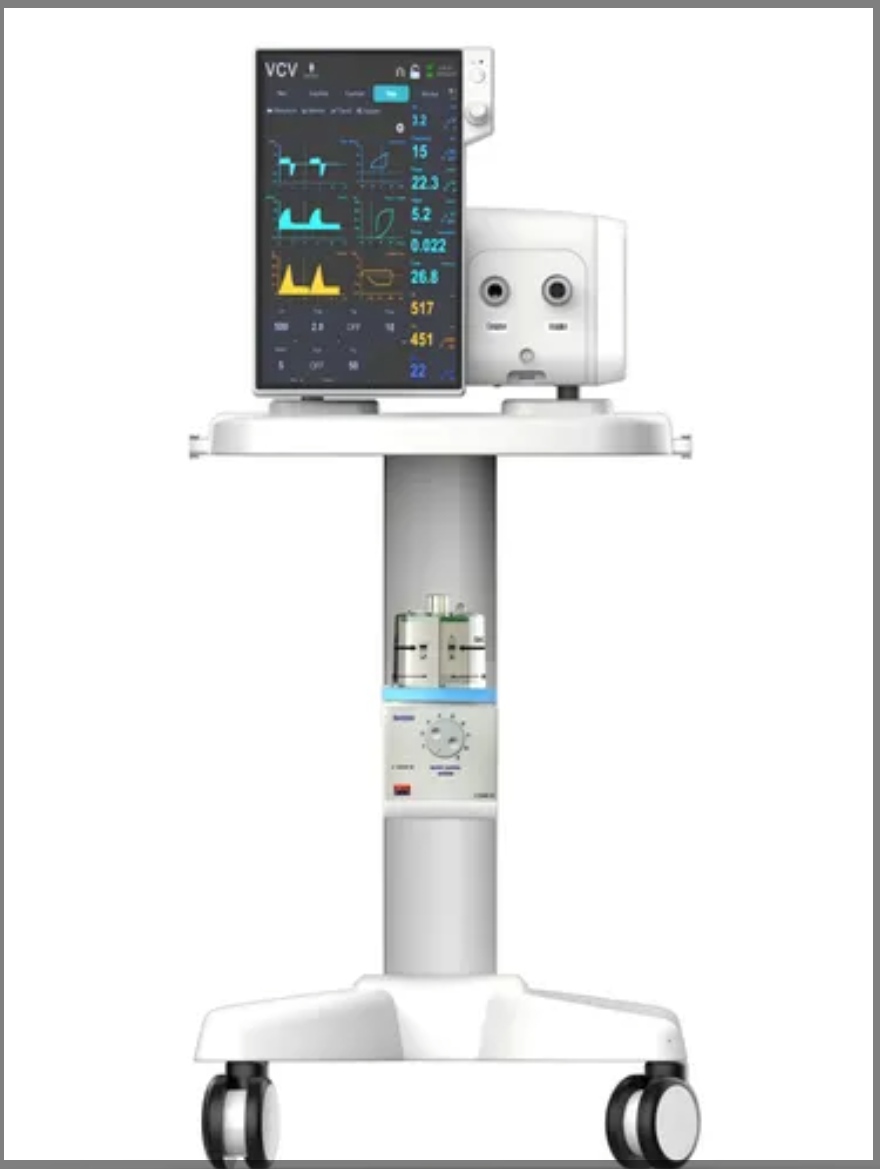 Turbine Based Invasive &amp; Non-invasive Ventilator Breathing Apparatus with 15.6 Inches Touch Screen Veterinary Use