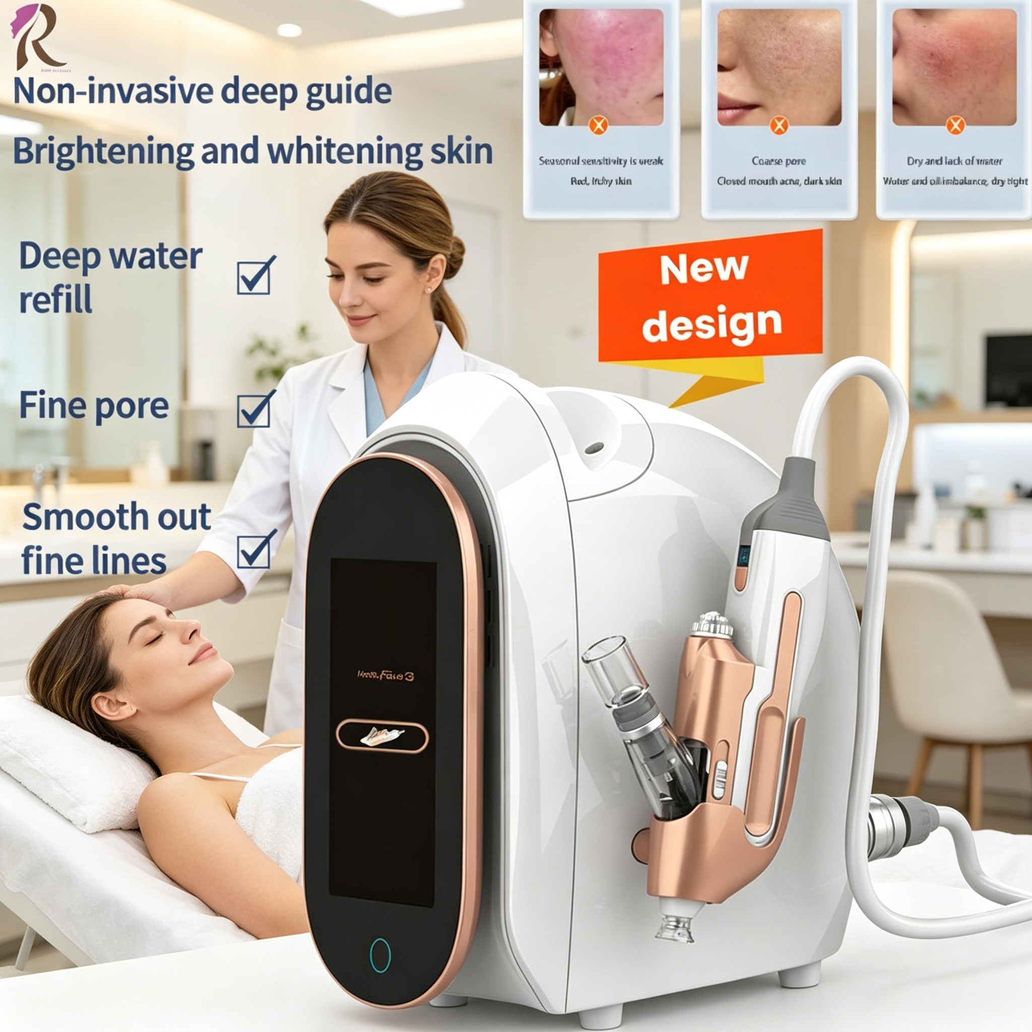 Professional High-Pressure Airflow Needle-Free Injection System Adjustable Frequency Depth Non-Invasive Skin Rejuvenation Device