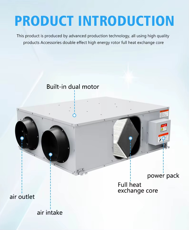 Tuya CO2 Erv Energy Recover Ventilator Hrv Heat Recovery Ventilation System Air Recuperator