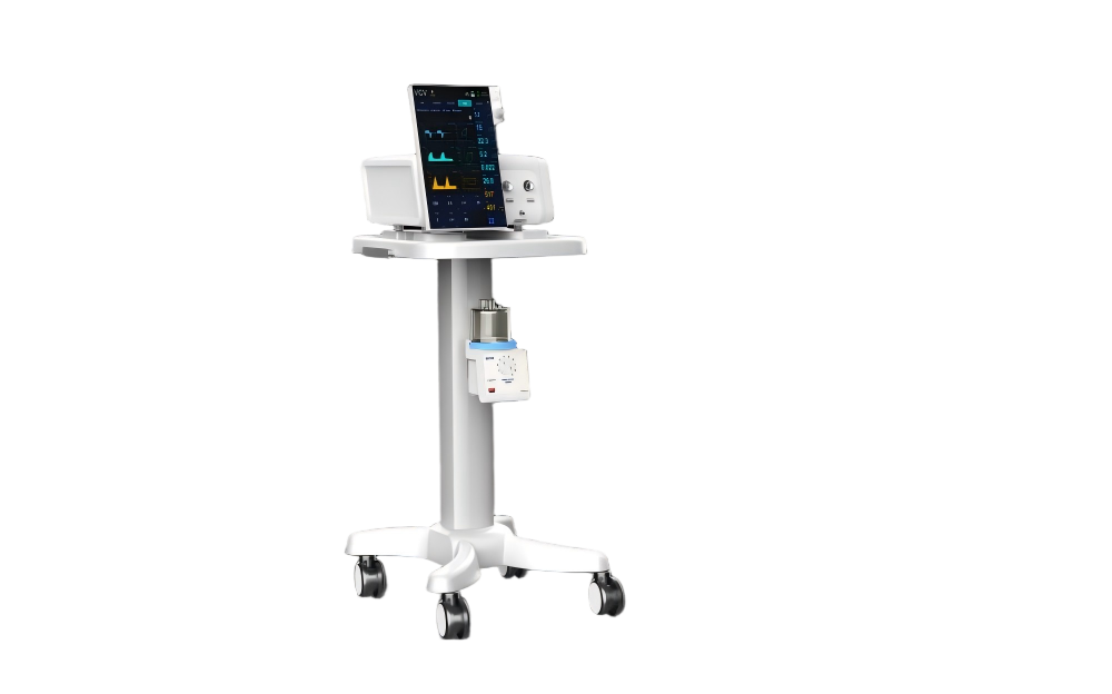 Turbine Based Invasive &amp; Non-invasive Ventilator Breathing Apparatus with 15.6 Inches Touch Screen Veterinary Use