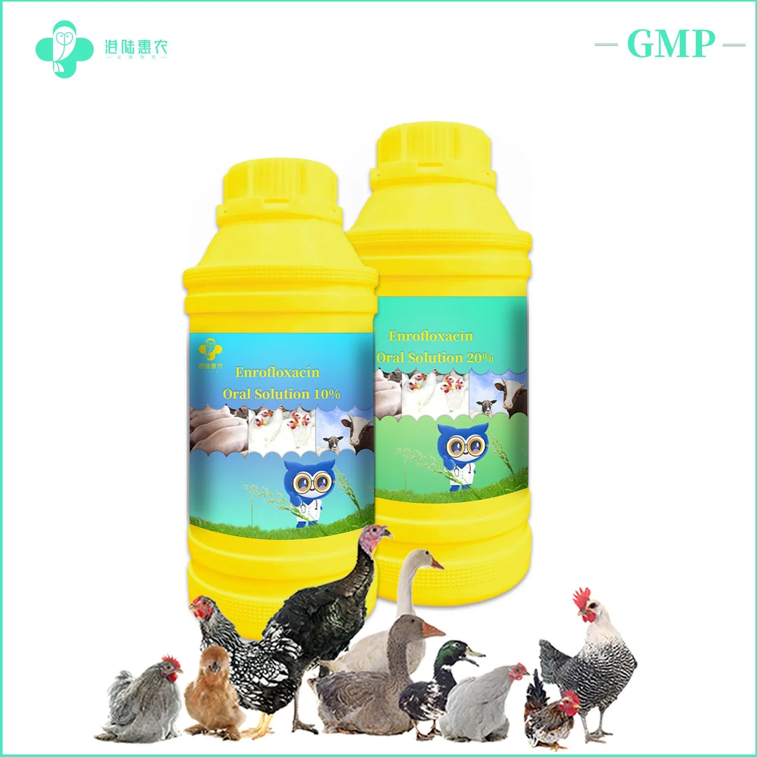 Good Price Veterinary Synthetic Drugs Health &amp; Medicine Enrofloxacin Oral Solution 10% 20% Enrofloxacin for Cattle Sheep Pig Poultry Pigeon