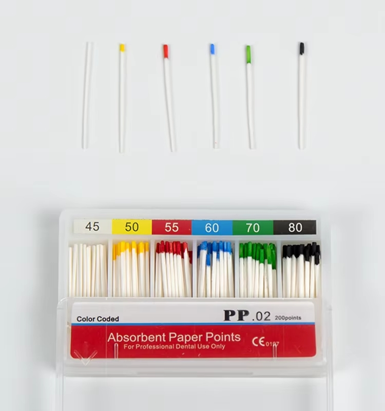 Dental Absorbent Paper Points 0.02taper Dental Materials Paper Points PP Strong Absorption Pure Cotton Fiber (YQD3-4)