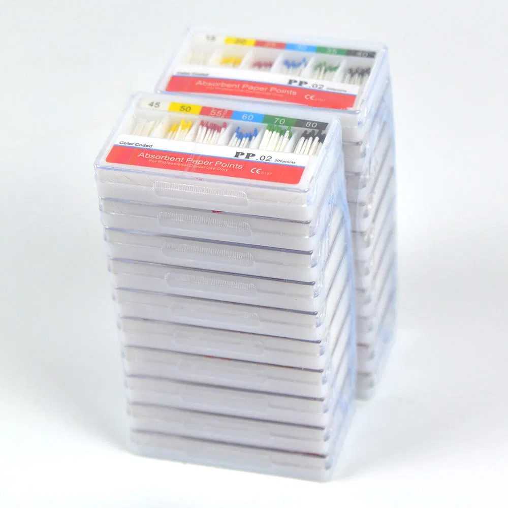 Dental Absorbent Paper Points 0.02taper Dental Materials Paper Points PP Strong Absorption Pure Cotton Fiber (YQD3-4)