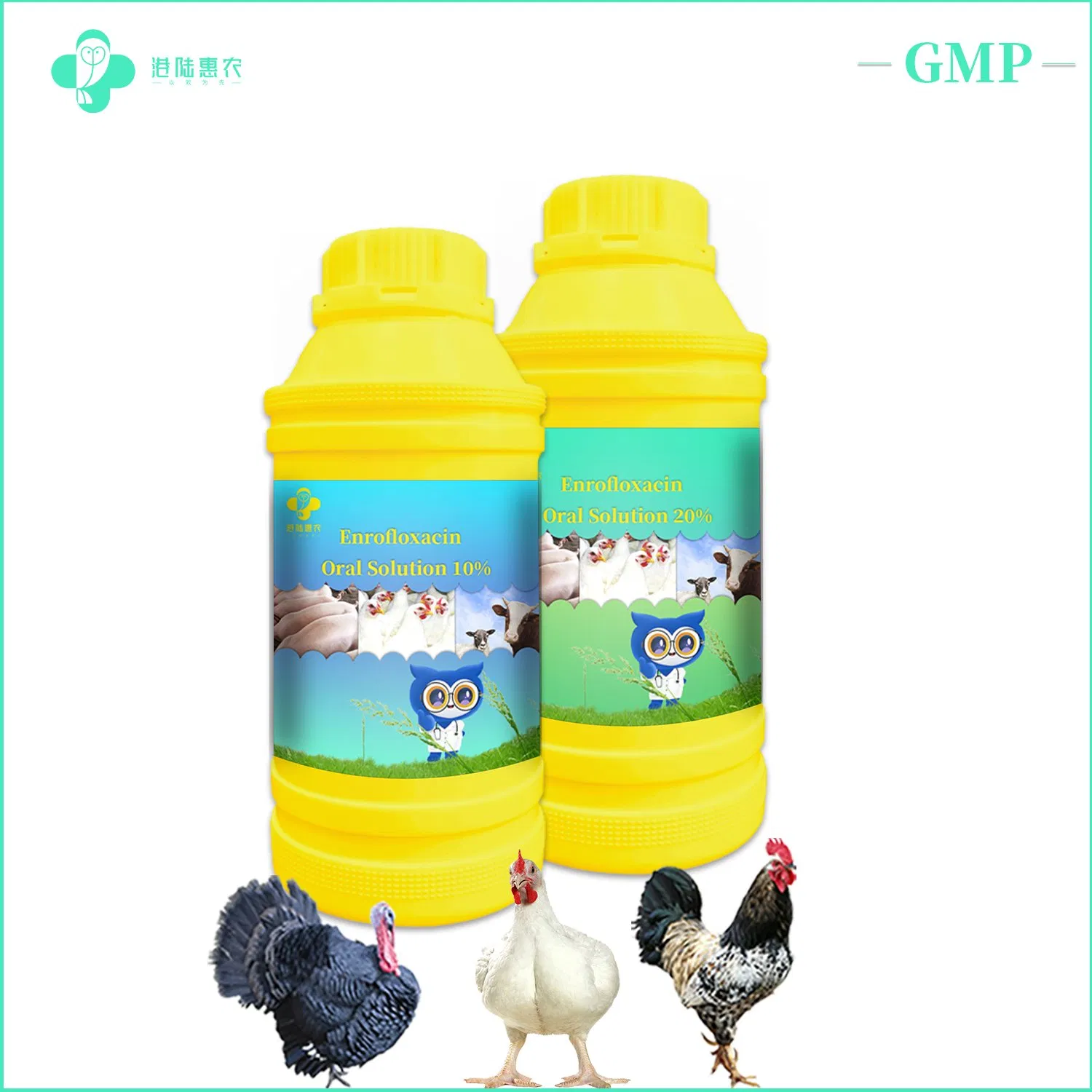 Factory Bulk Price Veterinary Medical Antibiotic Medicine Pharmaceutical Chemical Veterinary Enrofloxacin Oral Solution 10% 20% for Poultry and Livestock