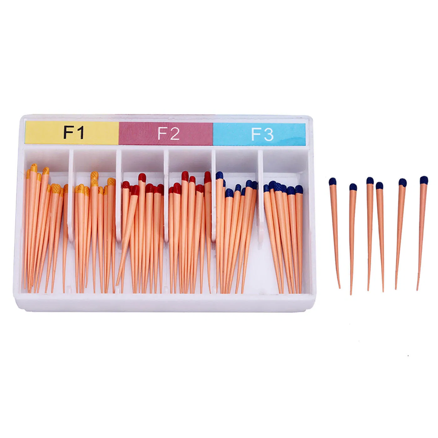 Colour-Coded Dental Gutta Percha Points with Size F1 F2 F3 for Dental Root Canal Treatment (YQD3-3)