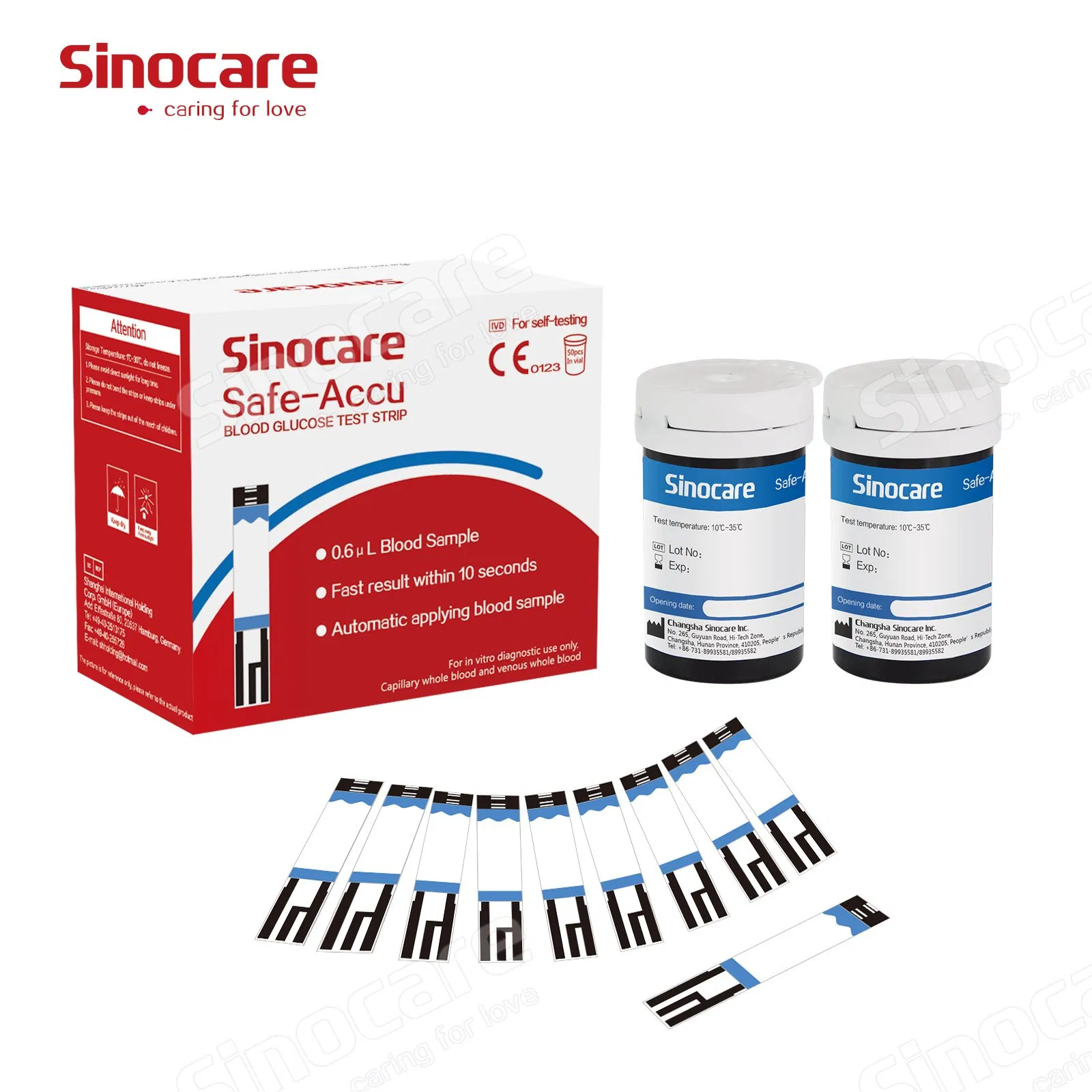 Sinocare Blood Sugar Diabetes Automatic Health Care Digital Portable Monitoring Glucose Meter Test Strip Device for Home Usereference