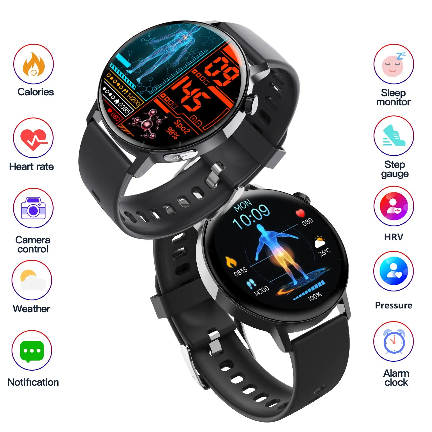 Smarinte F67PRO Blood Sugar Health Monitoring Leather Electronic Digital Pgd Smart Watch