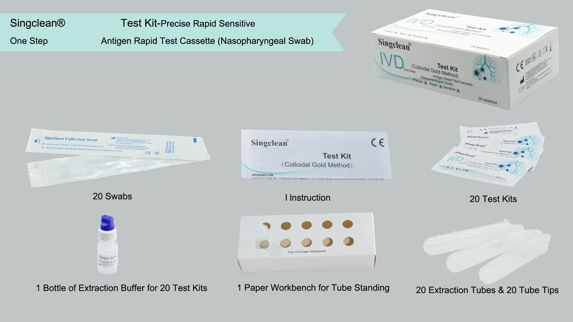 Singclean Self-Testing Nasal Swab Multi-Specification Antigen Nasopharyngeal Swab Test Device for Infectious Disease