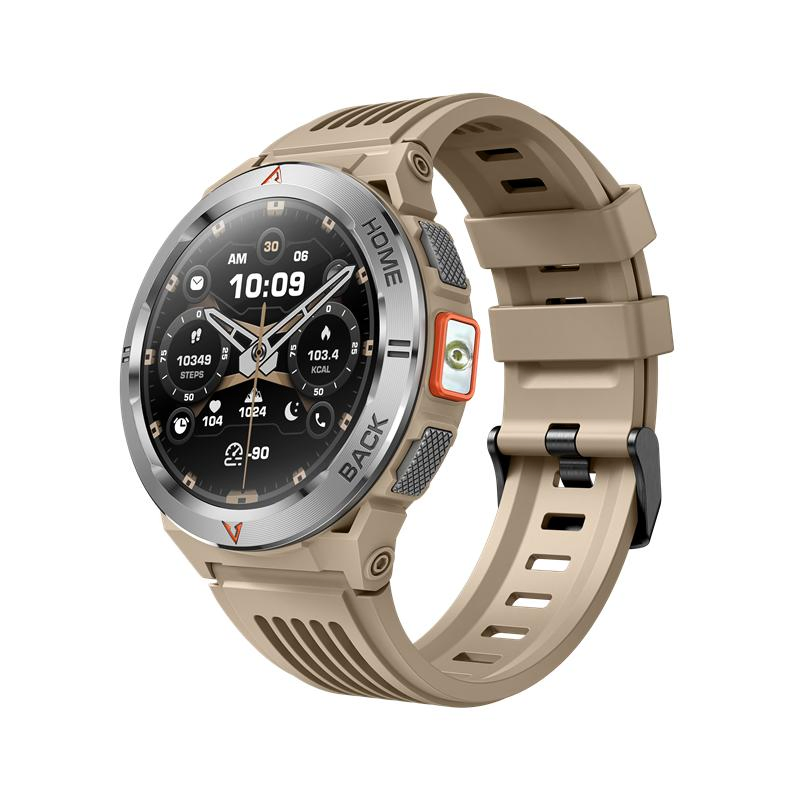 GS500 GPS LED Flashlight Health Monitoring Fitness Tracking Notifications Voice Assistans Wearable Technology Men Man 1.43inch Smartwatch