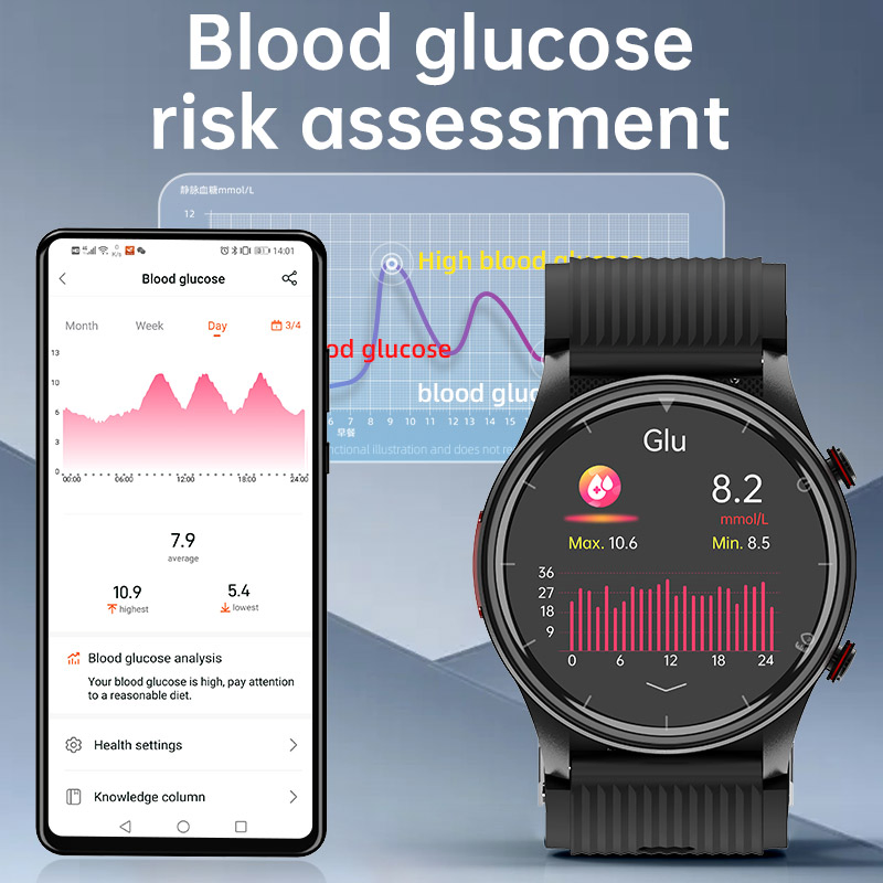 High Quality ECG Airbag Blood Pressure Heart Rate Monitoring Round Smart Watch Amoled Screen Sos Bt Calling Elderly Health