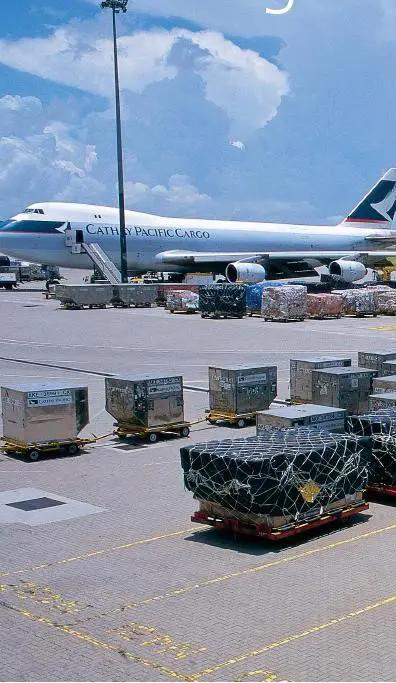 Air freight cargo plane loading from China