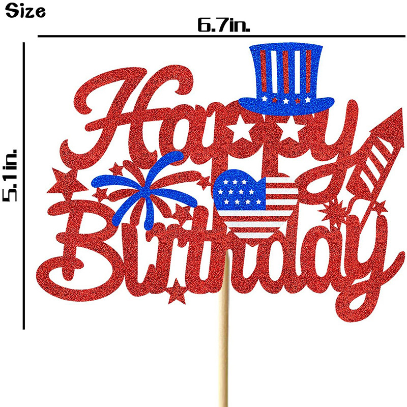 American Independence Day Cake Decoration Patriotic Birthday Party Theme Cake Topper