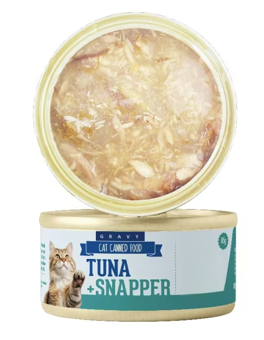 Wholesale 85g Fresh Meat Cat Canned Food Tuna &amp; Snapper Recipe OEM/ODM Private Label Supported Factory Price