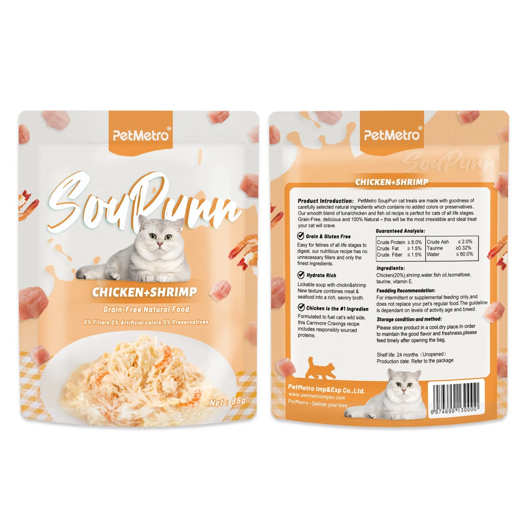 Premium Cat Soup Meal Topper with Chicken Shrimp High Moisture for Bulk Export Chicken Jelly Pouch