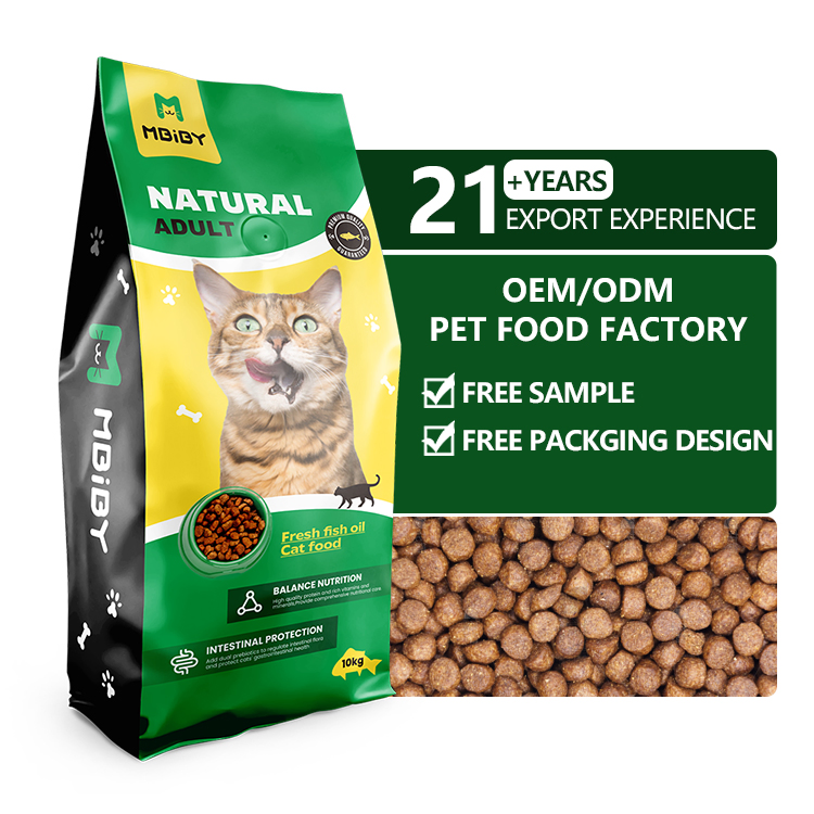 Wholesale Factory Exports OEM ODM 10kg High Protein Pet Food Raw Chicken Flavors Fish Shapes All Age Cat Dry Food