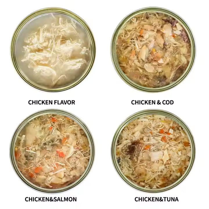 Wet Cat Food Chicken and Salmon Dinner in Gravy Pet Food Soup