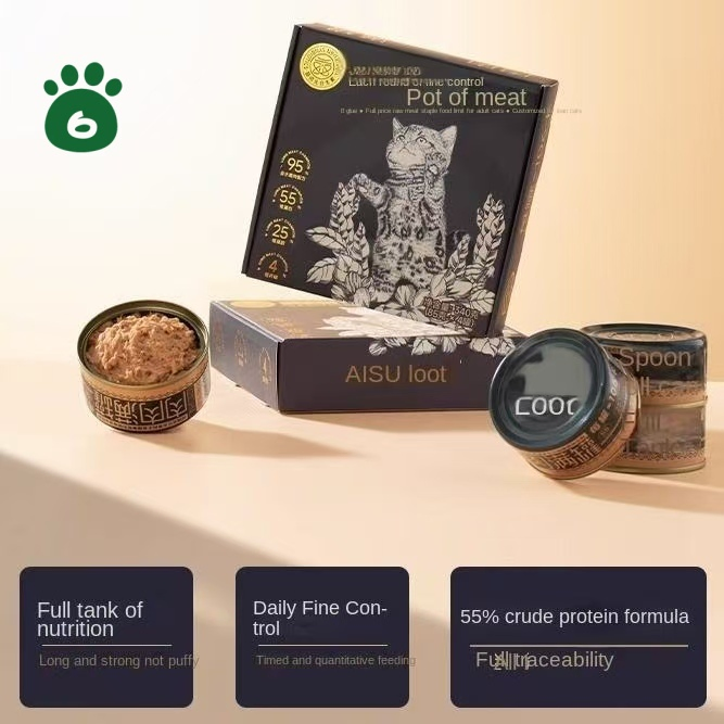 High-Protein Wet Cat Food in Can Precise Calorie Control, 3 Formula Series for Different Body Types, Complete with Serving Spoon