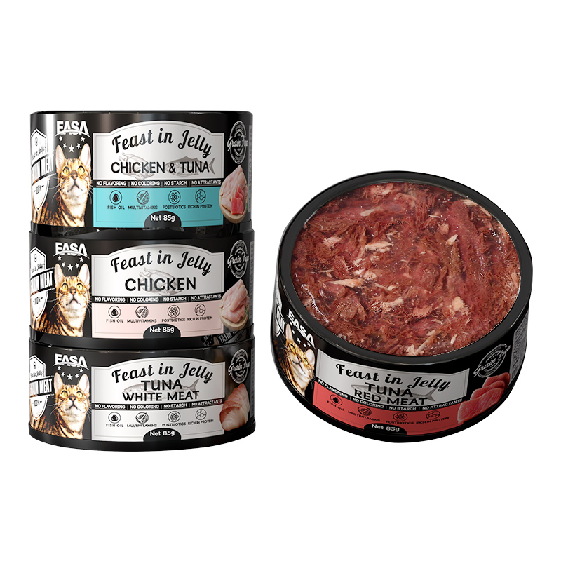 Jelly Pet Canned Food 85g Pet Shop Wholesale Price Low MOQ Adult &amp; Senior Cat Grain-Free Health Care Tuna/Chicken/Beef/Salmon/Seafood Flavor