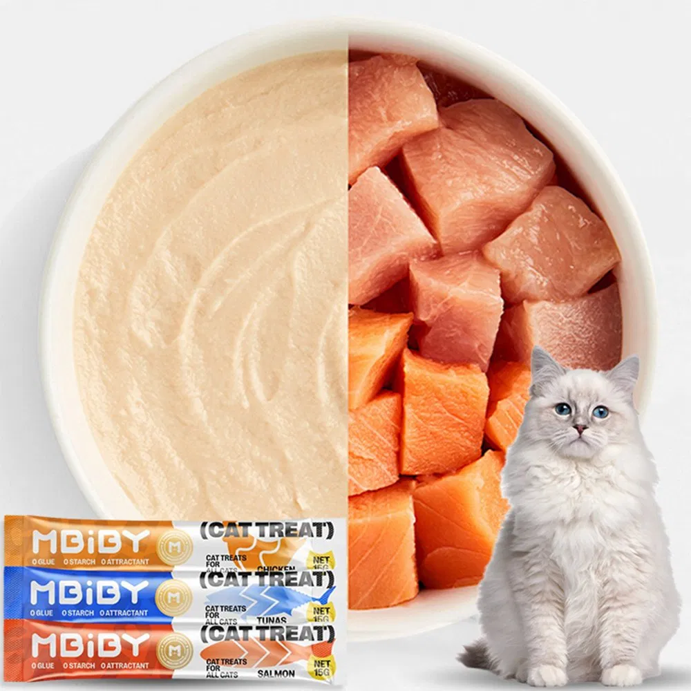 Cat Wet Food Factory Supplier 15g OEM ODM Natural Tuna Wholesale Pet Food OEM Cat Strips Snacks Treats Pet Wet Food