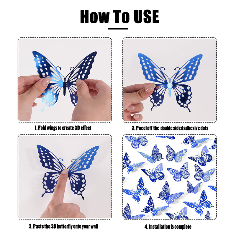 Hollow Iridescent Metal Butterfly Birthday Party Cake Topper Birthday Cake Decoration