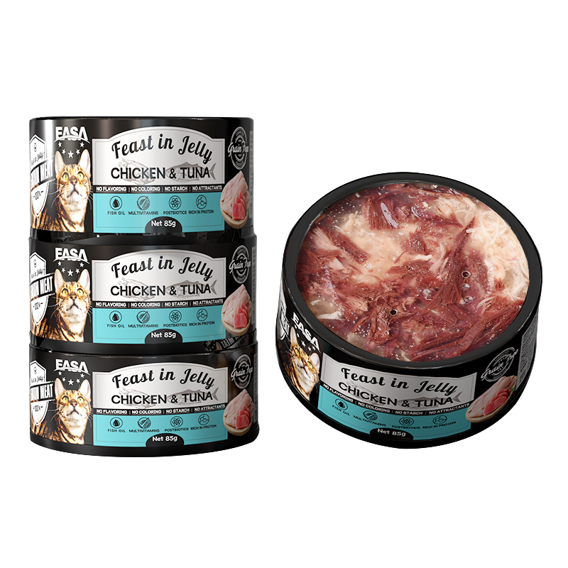 Jelly Pet Canned Food 85g Pet Shop Wholesale Price Low MOQ Adult &amp; Senior Cat Grain-Free Health Care Tuna/Chicken/Beef/Salmon/Seafood Flavor