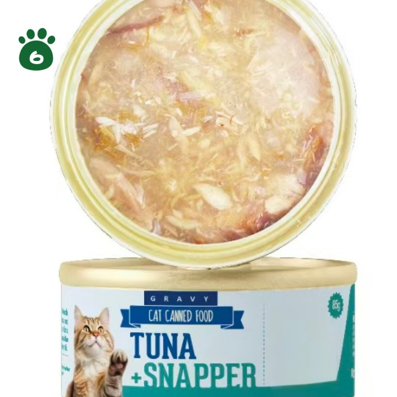 Factory Direct OEM/ODM 85g Tuna Snapper Cat Wet Food Canned, 100% Natural Grain-Free, ISO22000 Certified, for Skin &amp; Coat Health