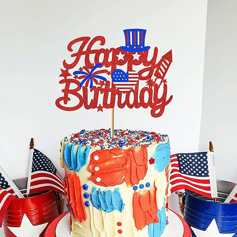 American Independence Day Cake Decoration Patriotic Birthday Party Theme Cake Topper