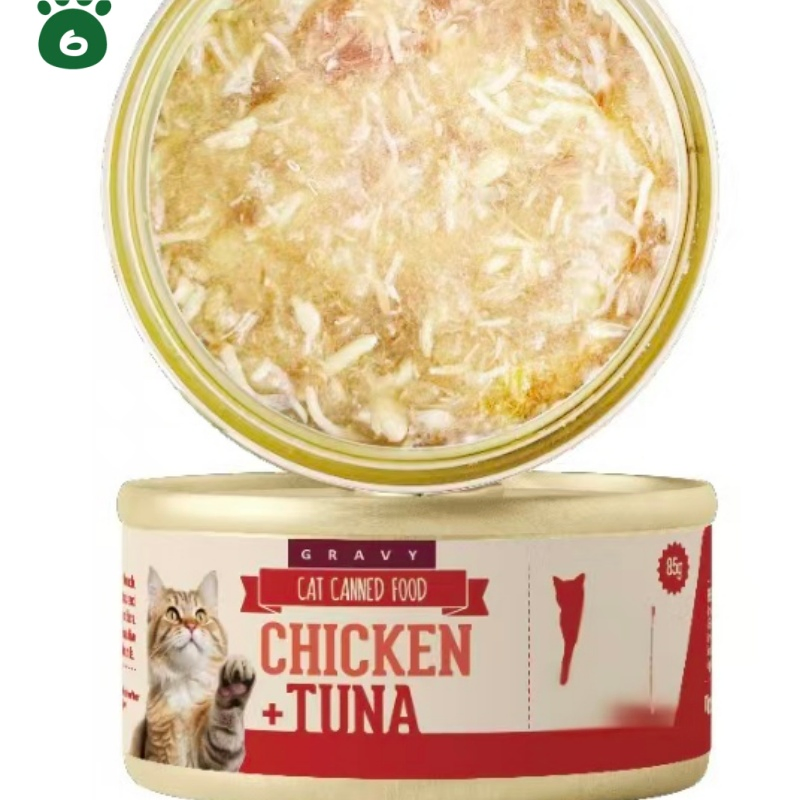 Factory Direct OEM/ODM 85g Tuna Snapper Cat Wet Food Canned, 100% Natural Grain-Free, ISO22000 Certified, for Skin &amp; Coat Health