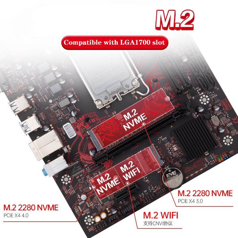 B760M-G Desktop Computer Motherboard 12400F, Suitable for Core CPU Processor Set, Gaming with Multiple Ports