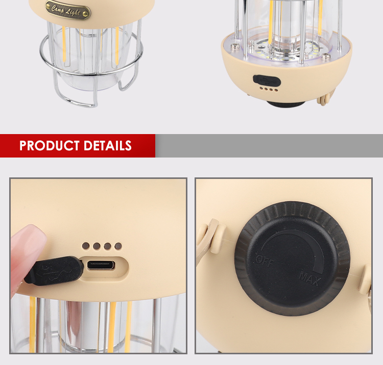 Best TYPE-C Charging Battery Indicator Knob Dimming Retro Camping Lantern With Leather Hand Hold. Manufacturer, Products