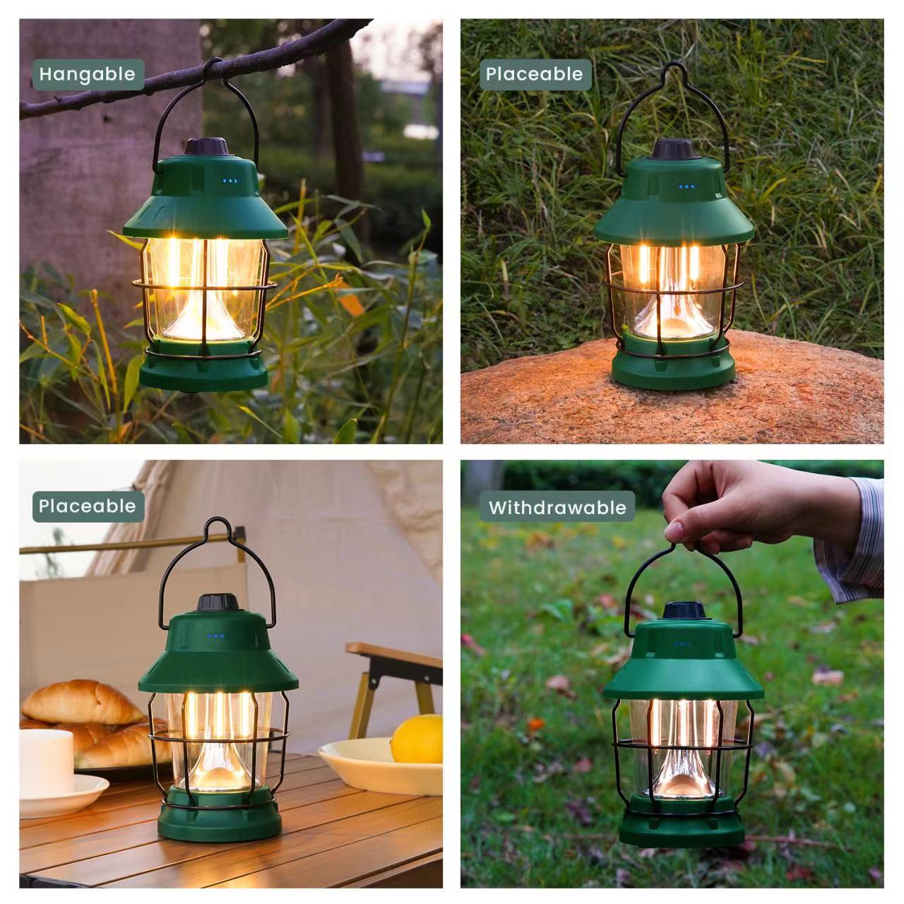 China Best Hangable stepless dimming Type-C USB Rechargeable Output Retro Camping Lantern for camping Supplier, Factory