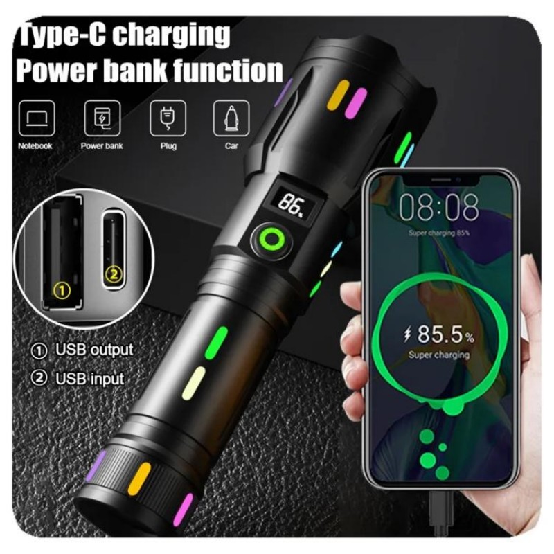 High-Quality High Lumen Rechargeable Waterproof Aluminum Spotlight Flashlight for outdoor activities Supplier, Exporters