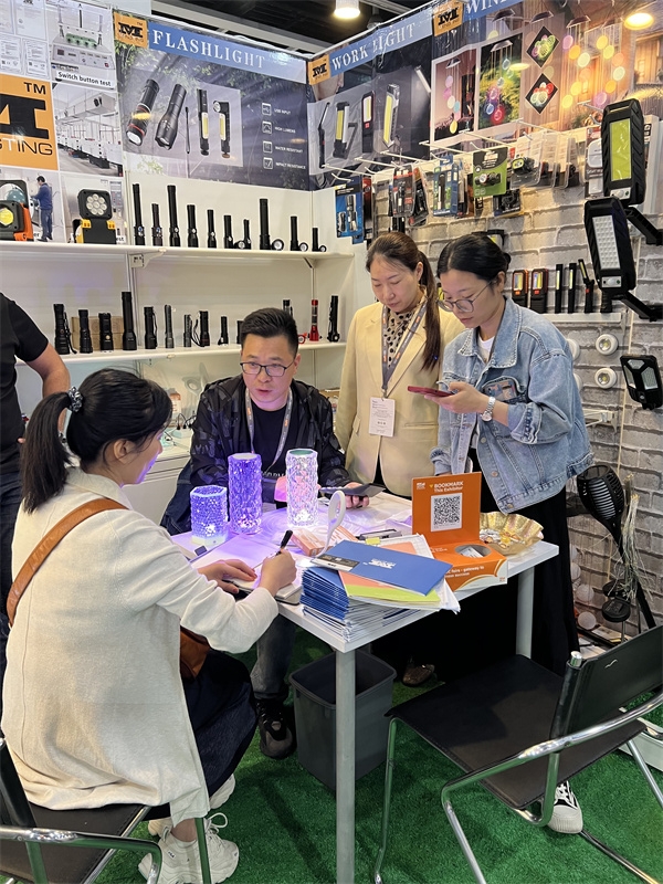 Headlamps and flashlights display at Hong Kong Electronics Fair 2023