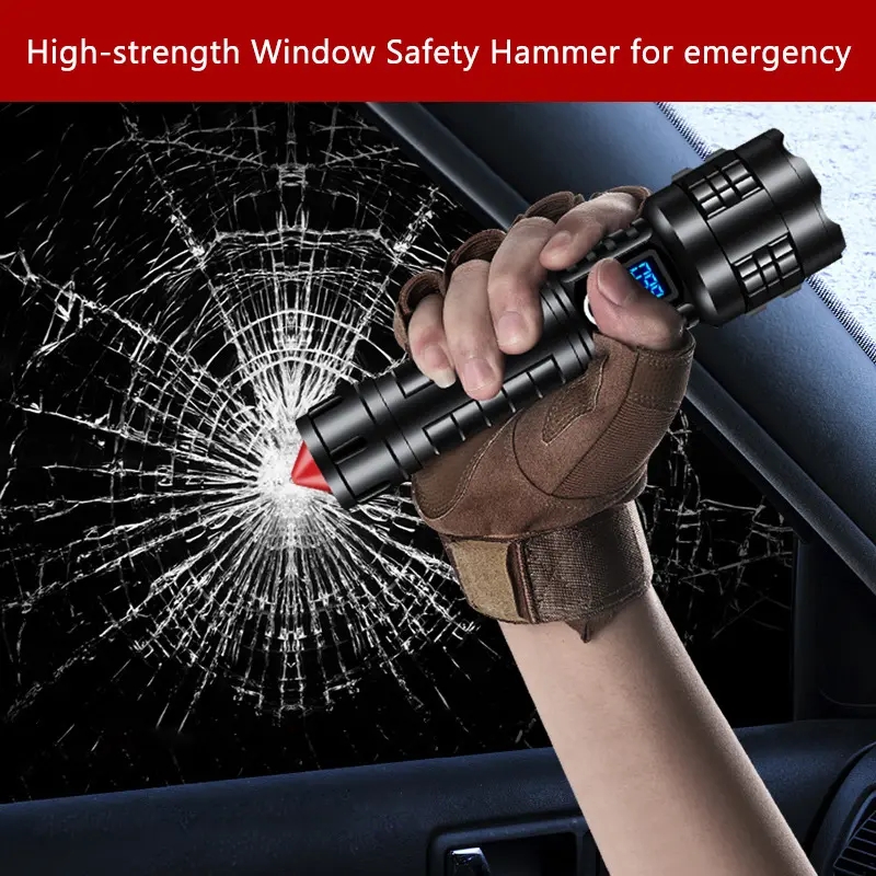 China Super Bright Rechargeable Tactical Flashlight with safety hammer for  Outdoor Emergency Exporter, Exporters