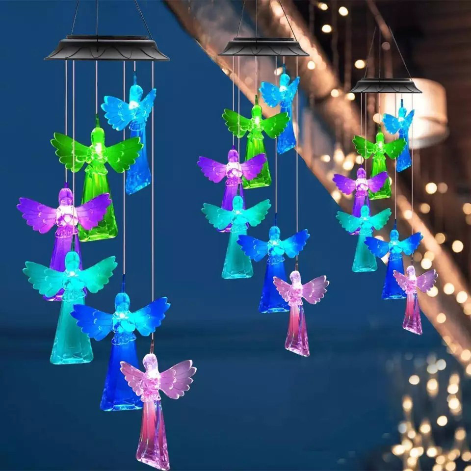 China Top Color Changing LED Solar Angel Wind Chime Light Outdoor for Garden Decoration Manufacturer, Supplier