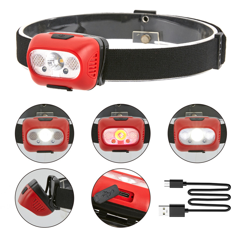 Wholesale Outdoor Waterrproof LED Headlamp USB Rechargeable with Red Light for Outdoor Camping Running Manufacturers, Suppliers
