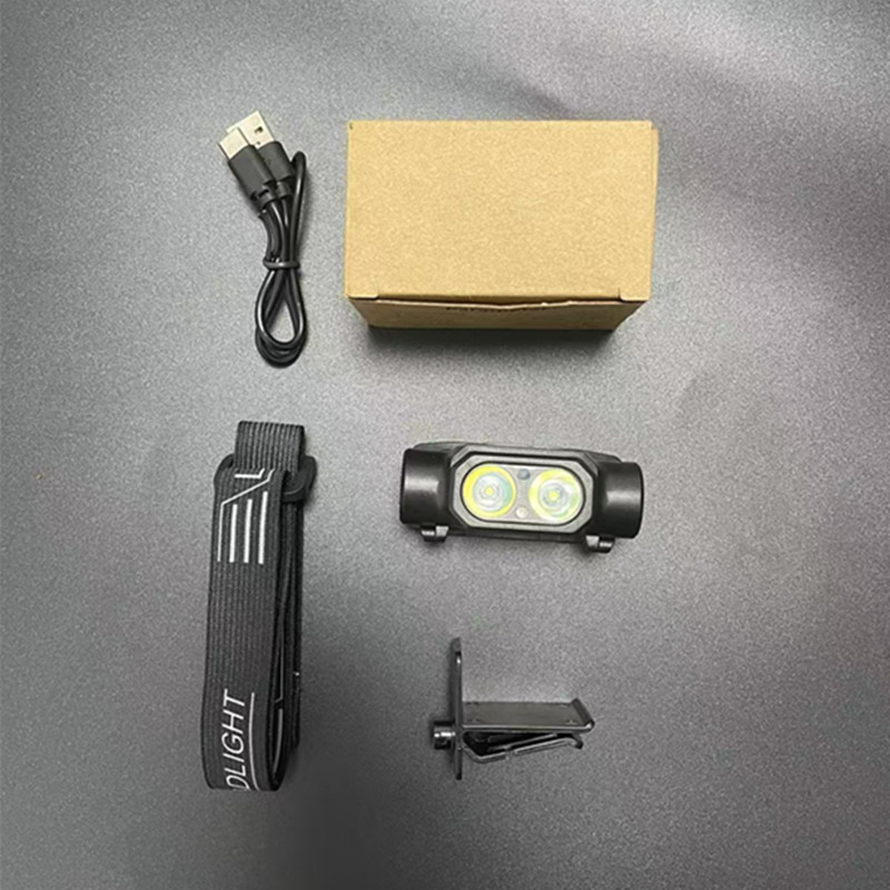 OEM 90° Adjustable Beam Dual LED Rechargeable Headlamp Lightweight with Detachable Clip for Outdoor and Work Use Supplier, Product