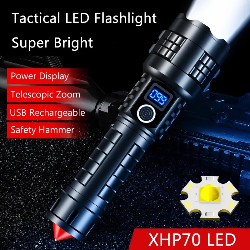 China Super Bright Rechargeable Tactical Flashlight with safety hammer for  Outdoor Emergency Exporter, Exporters