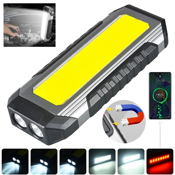 High-Quality Hanging Magnet Waterproof  Battery Indicator Rechargeable COB Work Light with Power bank Supplier, Exporters