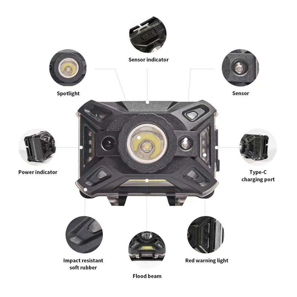 High-Quality Multifunctional Shockproof Red emergency Light Headlamp with Motion Sensor for outdoor activities Factory, Exporter