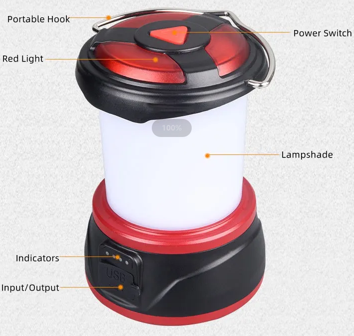 High-Quality Warm Light and Red Light Outdoor Dimmable Rechargeable Camping Lantern with  tripod Manufacturers, Factory