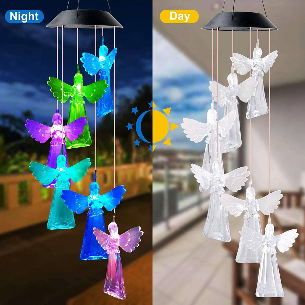 China Top Color Changing LED Solar Angel Wind Chime Light Outdoor for Garden Decoration Manufacturer, Supplier