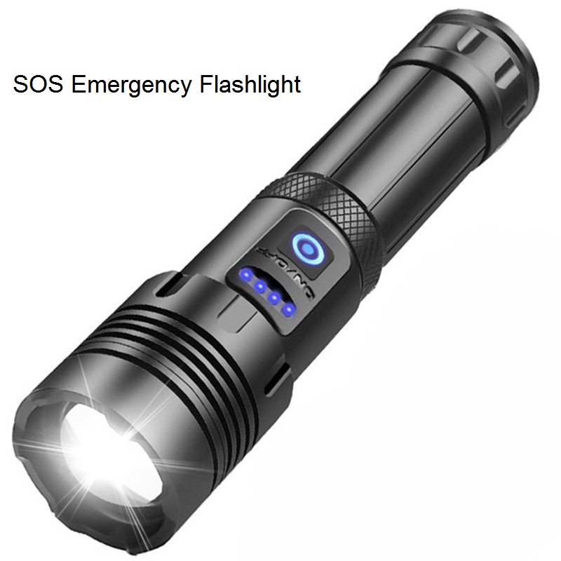 China Top Aluminum SOS rechargeable LED flashlight for camping,hiking,emergencies Factories, Products