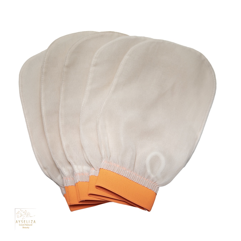 Turkish Cocoon Silk Exfoliating Glove Mitt Oval Shape 100% Pure Silk Hammam Bath Scrubber for Body Skin Care