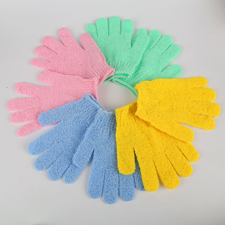 Stock Cheap Scrub Nylon Bath Exfoliating Mitt Shower Wash Gloves Bath Scrubber Gloves for Shower Body Dead Skin Remover