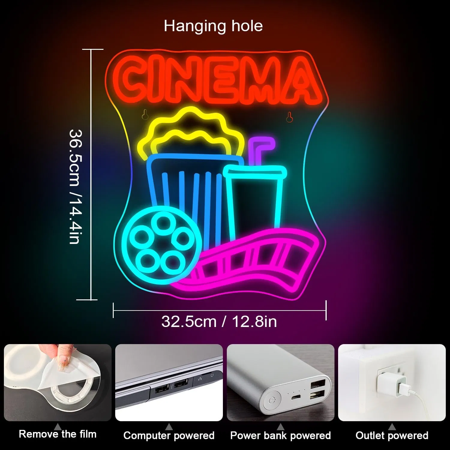 Dimmable's Cinema-Themed Neon Light Neon Sign for Home Theater Man Cave Movie Night Decor