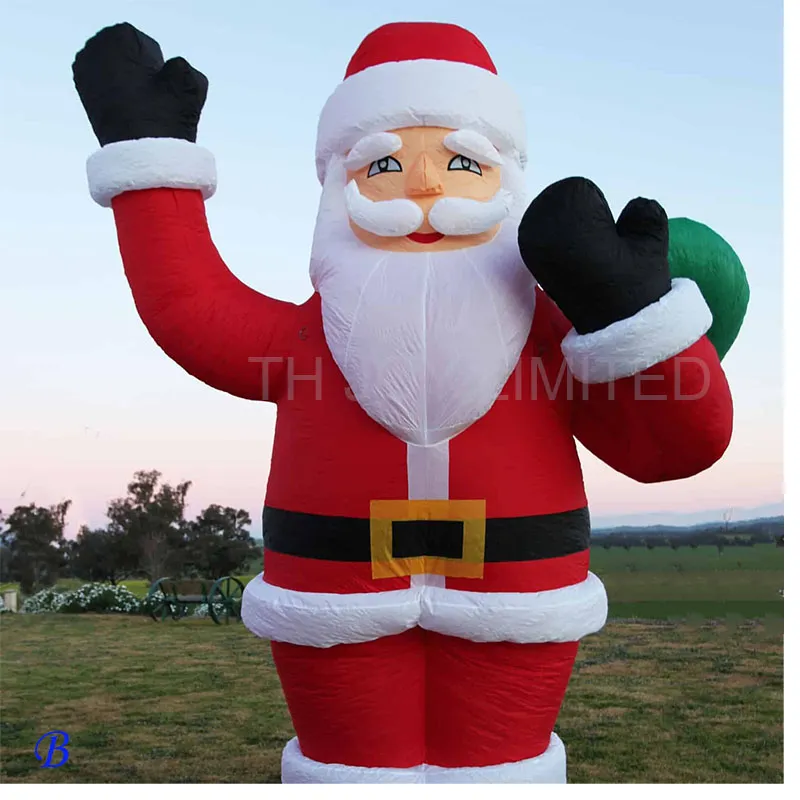 LED Red Inflatable Santa Half-Body Lying on Building for Night Decoration
