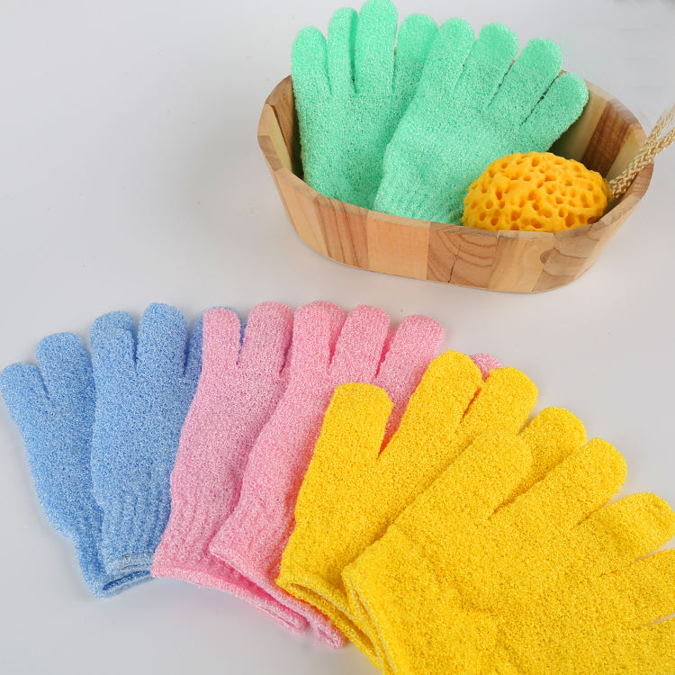 Stock Cheap Scrub Nylon Bath Exfoliating Mitt Shower Wash Gloves Bath Scrubber Gloves for Shower Body Dead Skin Remover
