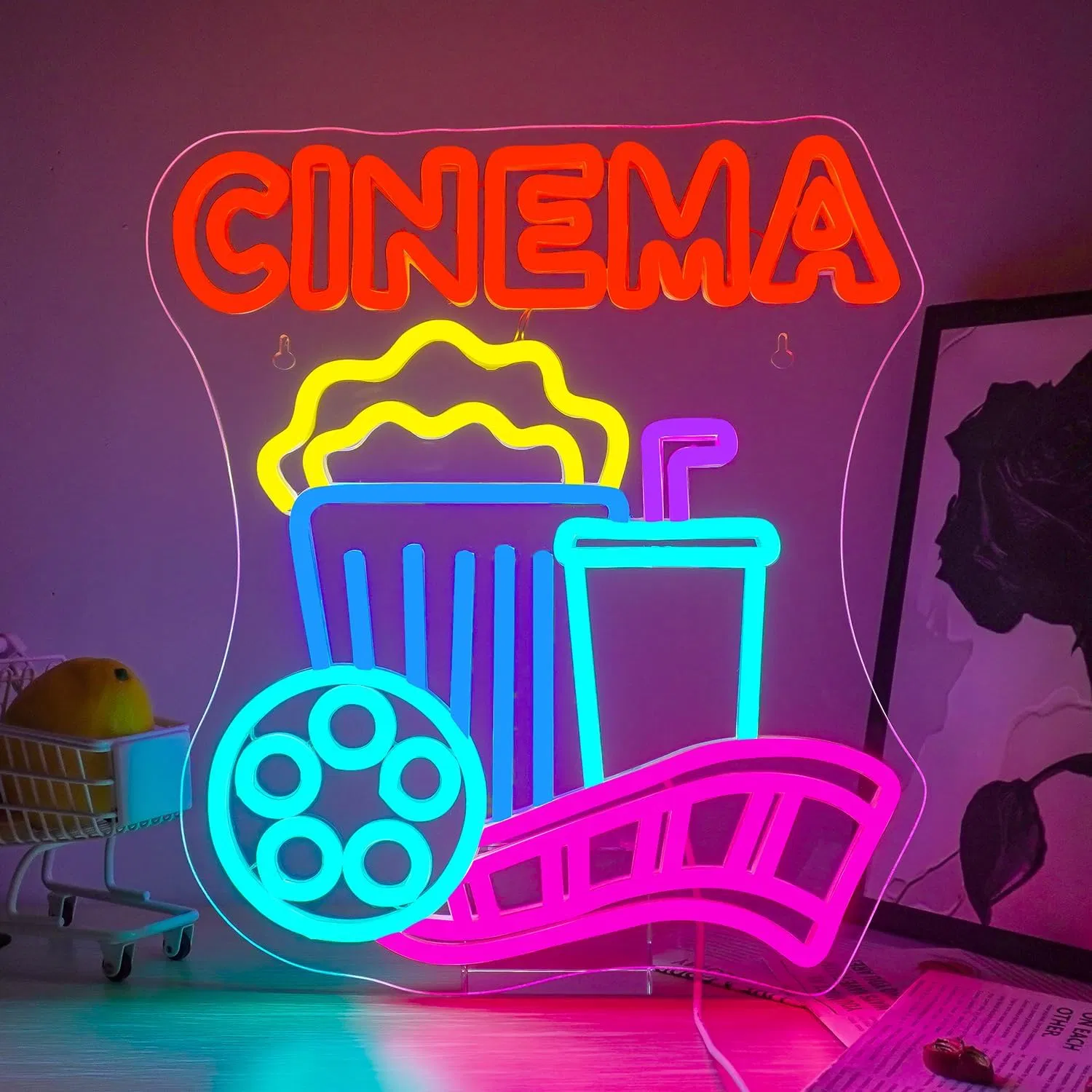 Dimmable's Cinema-Themed Neon Light Neon Sign for Home Theater Man Cave Movie Night Decor